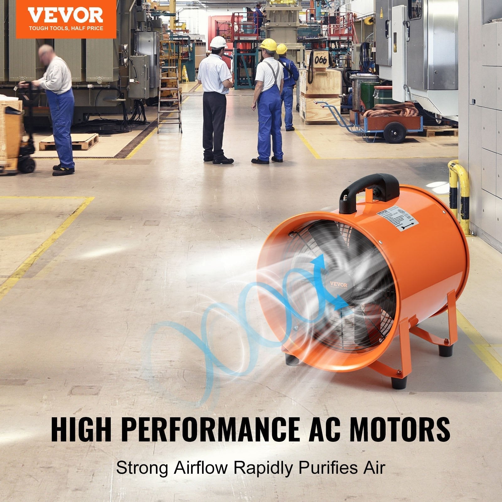 Portable Ventilator 10 Inch Heavy Duty Cylinder Fan With 33ft Duct Hose 350W