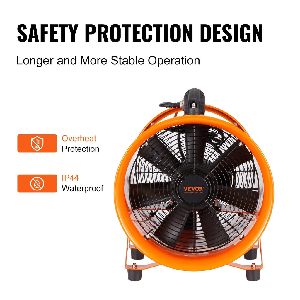 Portable Ventilator 12 Inch Heavy Duty Cylinder Fan With 33ft Duct Hose 560W