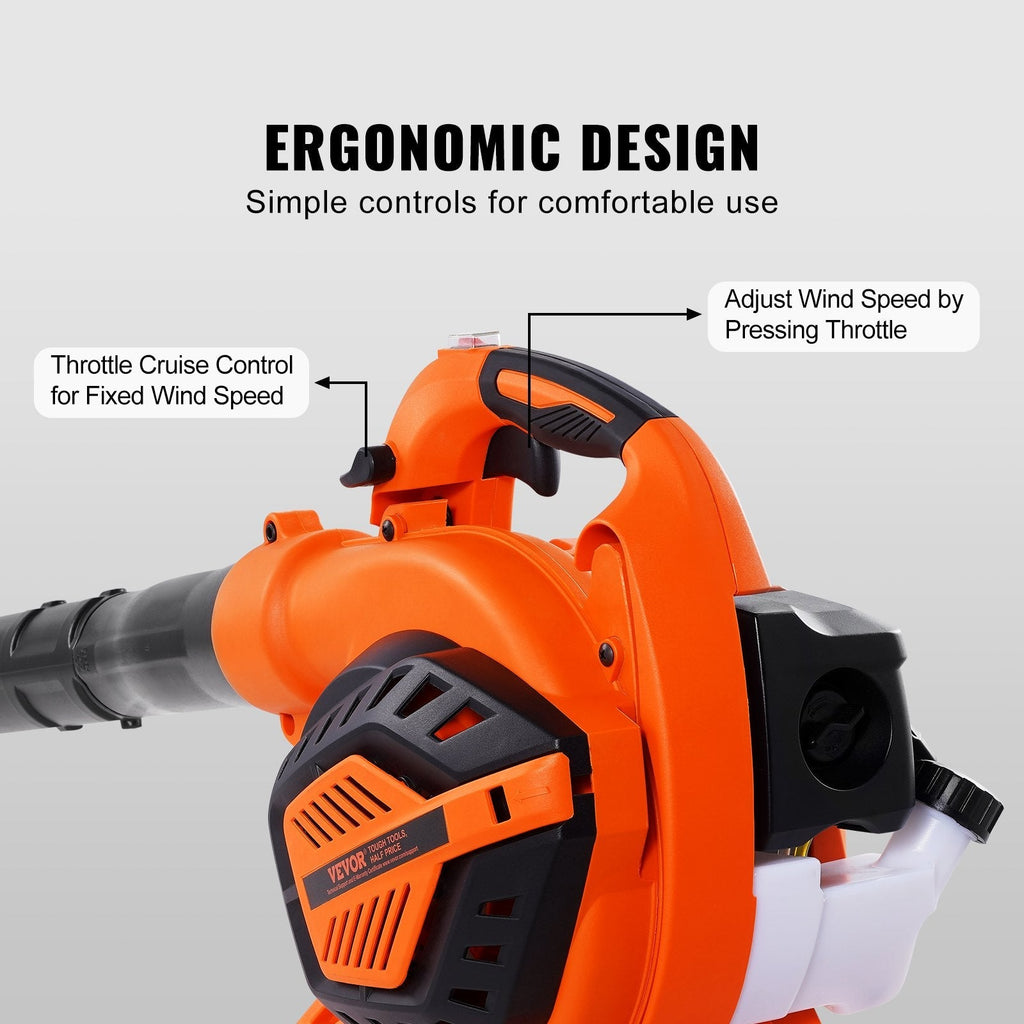Leaf Blower, 26CC 2-Cycle Handheld Leaf Blower, 2-in-1 Blower 425CFM Air Volume 156MPH Speed