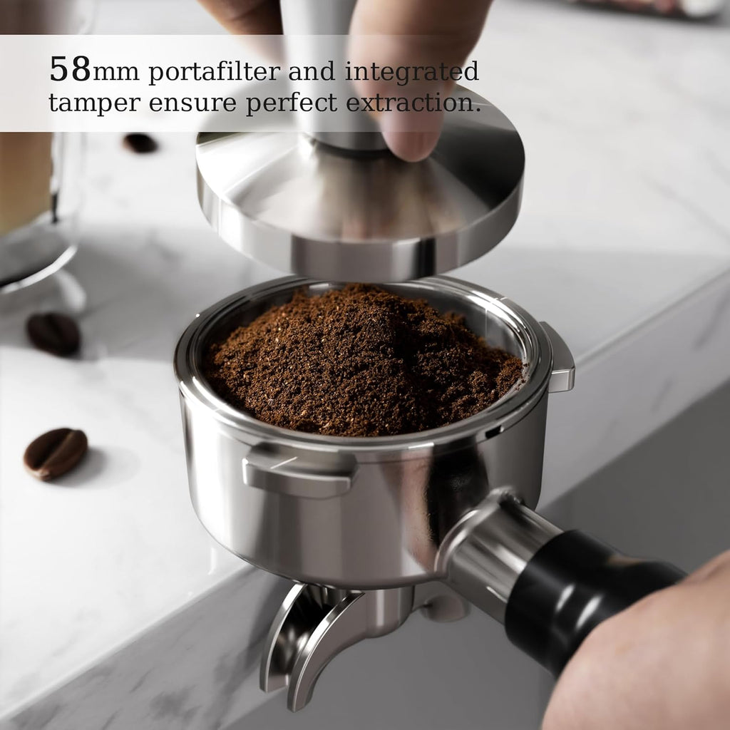 Kismile Espresso Machine, Semi-Automatic Coffee Maker with Bean Grinder and Milk Frother Steam Wand
